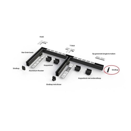 Aquadrain Afvoergoot Eindstuk 65/10 cm - Kijlstra