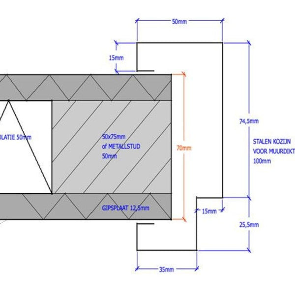 erkvens® Berdo stalen deurkozijn 70 mm opdek - 2315 mm reinwit (incl. dorpel) 2